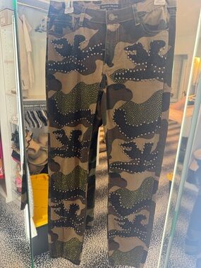 Boston Proper Olive and Black Studded Camo Jeans